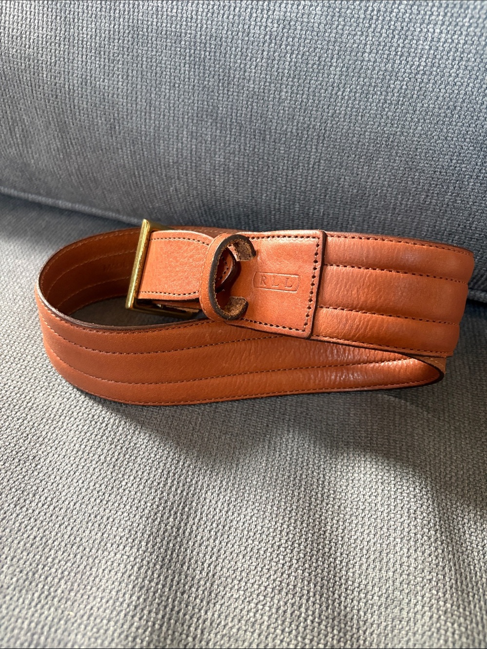 Lauren By Ralph Lauren Vintage RLI Brown Leather Belt with Brass Buckle